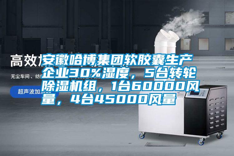 安徽哈博集團(tuán)軟膠囊生產(chǎn)企業(yè)30%濕度，5臺(tái)轉(zhuǎn)輪除濕機(jī)組，1臺(tái)60000風(fēng)量，4臺(tái)45000風(fēng)量